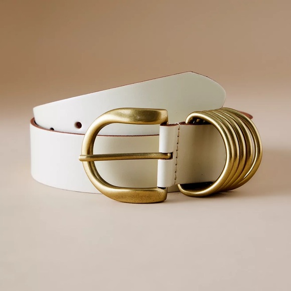 Anthropologie Accessories - Genuine Leather Belt by Anthropologie Cream and Gold XL